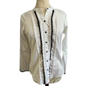 Karl Lagerfeld Paris White Button Up Blouse Small